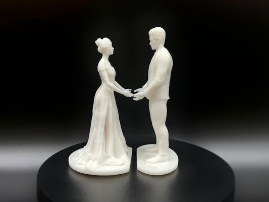 Bride and Groom Cake Topper. Unpainted, 4 inches / 10cm tall