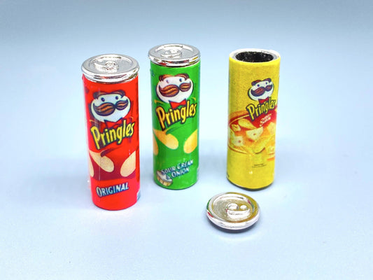 Miniature Pringles Crisps Tubes 3 Colors. Dollhouse Accessories. 1:12 Scale