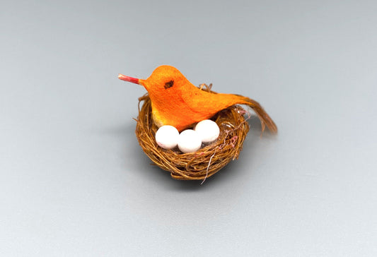 Miniature Bird Nest with Eggs. Dollhouse Accessory. 1:12 Scale