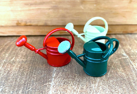 Miniature Watering Can. Choose Colour. Red Green Yellow. Dollhouse Garden Accessories 1:12 Scale