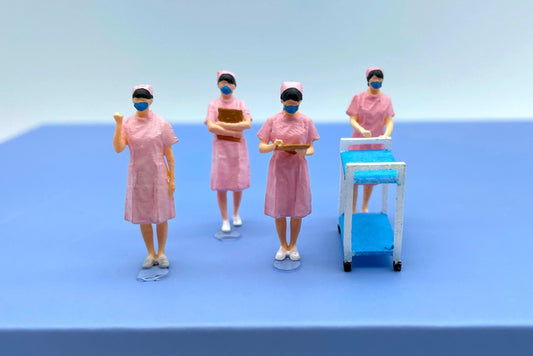 Nurses. Hospital Workers. Human Miniatures. Pink Scrubs. 1:64 Scale