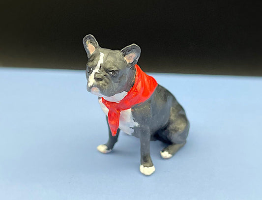 Miniature French Bulldog Puppy. 1:12 Scale Figure