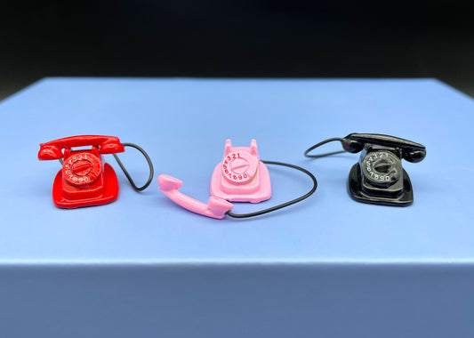 Miniature Classic Vintage Telephone. Old Retro Phone. Dollhouse Accessories 1:12 Scale