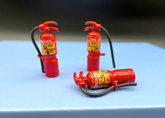 Miniature Red Fire Extinguisher. Dollhouse Accessory. 1:12 Scale