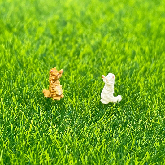 Miniature White and Brown Cats. Animal Figures. 1:64 Scale