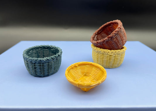 Miniature Baskets.  Dollhouse Kitchen Food Picnic Accessories 1:6 or 1/12 Scale