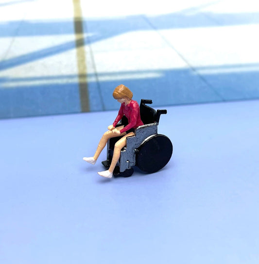 Wheelchair and Girl. Miniature Human Figures. 1:64 Scale