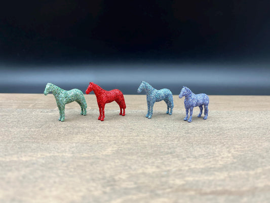 Glitter Covered Horses. 1:64 Scale. Miniature Animal Figures