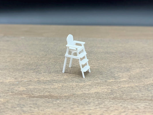 White Lifeguard Chair. Miniature Beach Scene Accessory. 1:64 Scale